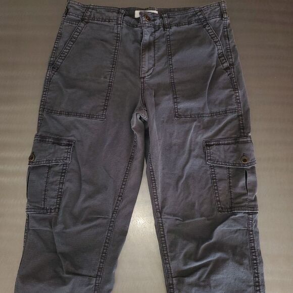 Anthropologie Jennie Ripstop High Rise Cargo Ankle Pant Washed Black Utility 28 - Picture 3 of 14